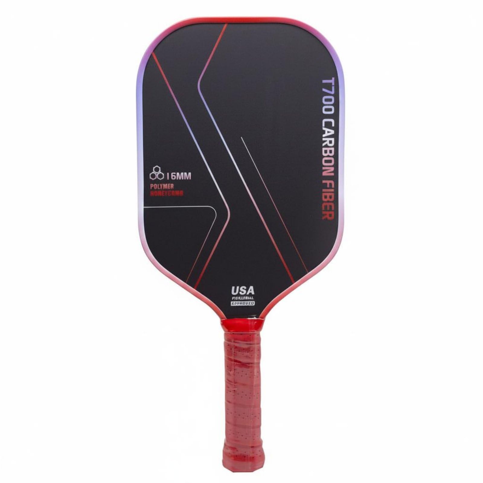 Textured Frosted Surface Synthetic Honeycomb Core Paddle Shock Absorbing Carbon Fiber Pickleball Paddle 16mm Pickleball Racket for Adults, Kids, Red-image-34