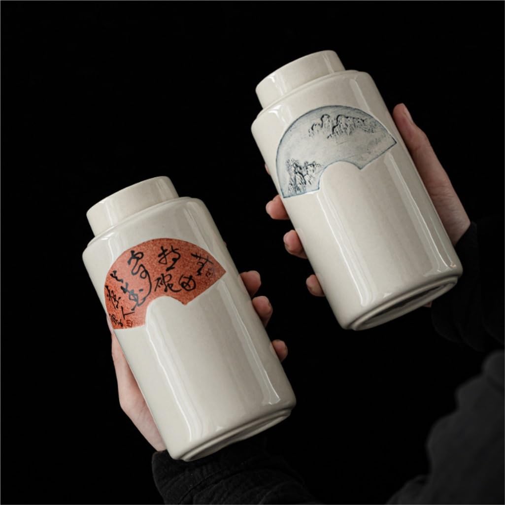 CMBSSTFC Słoik cukru Zbiornik do przechowywania herbaty luzem Chiński Retro Duży, ceramiczny, uszczelniony zbiornik do użytku domowego Magazyn herbaty Zbiornik do przechowywania w kuchni Pojemnik na