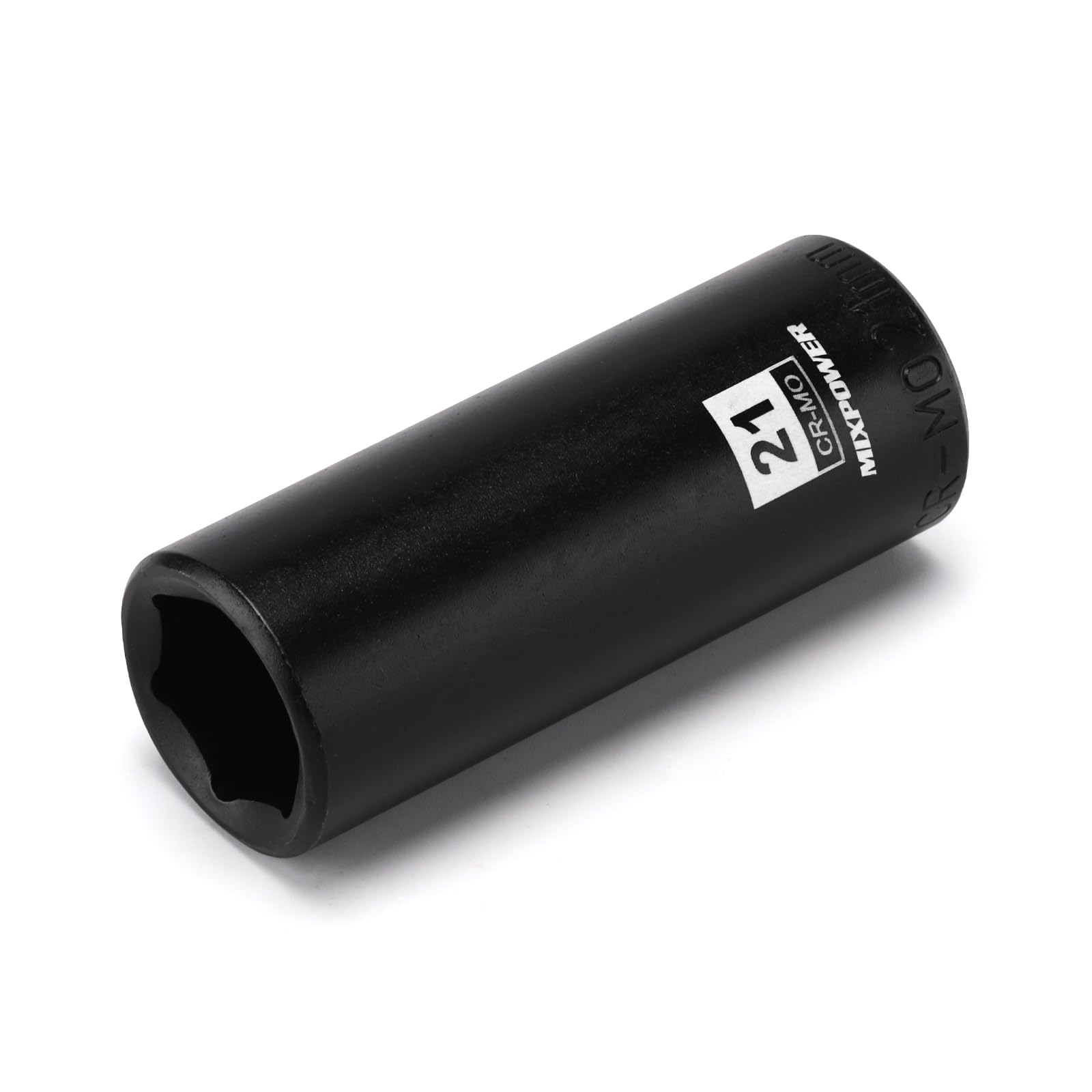 MIXPOWER 1/2 Inch Drive Deep Impact Socket, CR-MO, 21mm, 6 Point, Radius Corner Design, Axle Nut Impact Grade Socket for Easy Removal