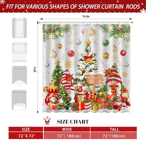 Image of Boho Shower Curtains for Bathroom Mid Century Minimalist Abstract Aesthetic Modern Bathroom Decor Curtain Machine Washable Waterproof Fabric with 12 Hooks (Christmas Gnome White, 72 inchW x 72 inchL)