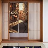 YYHWHJDE Tenda in tessuto con motivo Old Street italiano, in due pezzi, 86,4 x 142,2 cm, divisori, in tessuto, liscia e non si stropiccia facilmente