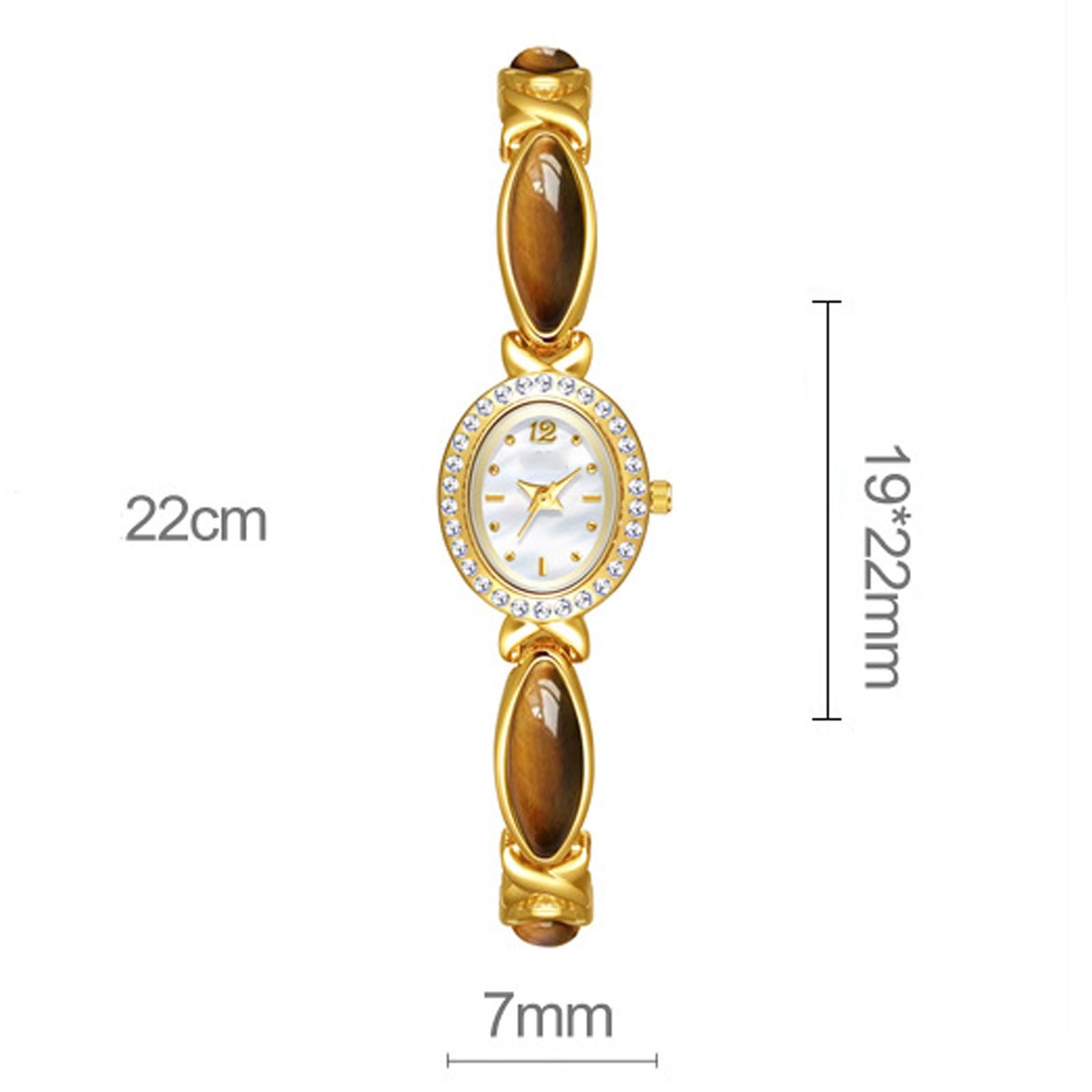 Reloj de Cuarzo con Esfera Ovalada y Piedra de Ojo de Tigre Natural, Paquete de 2, Reloj de Pulsera Resistente al Agua, Regalo de Moda for Novia y Esposa. Reloj de Pulsera