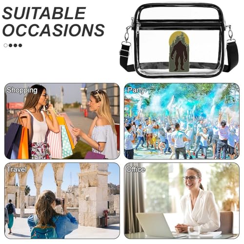 Woodsy Bigfoot Large Crossbody Bag Clear Stadium Bag Anti-Theft Side Shoulder Bags Messenger Bag with 2 Compartments4