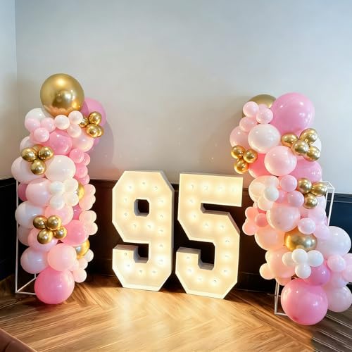 Image of Pink and Gold Balloons Balloons Garland Arch Kit, Pink and White Balloon with Metallic Gold Latex Balloons for Graduation, Wedding, Baby Shower, Engagement, Birthday Party Decorations