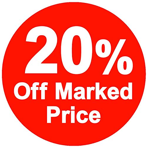 % Off Marked Price Tags 30mm Pack of 5000 Red Round Sticker 20% Reduced Stickers Sale Stickers for Retail Store Easy Peel Self Adhesive Sticky Labels Removable Sale Tags for Retail Sticker Labels — image 1