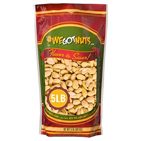 Roasted Unsalted Peanuts 5 Pounds (80oz) By We Got Nuts – Premium Quality Kosher Peanut – Healthy & Natural Rich Flavor Snack – Great For DIY Homemade Peanut Butter – Air-Tight Resealable Bag Package Cover