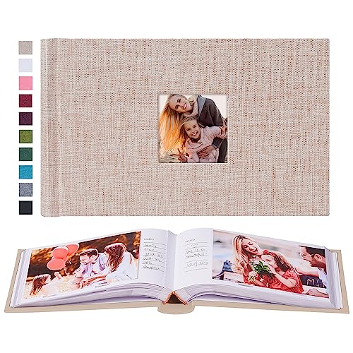 Mublalbum Small 4x6 Photo Album, 100 Pockets, Linen Cover,Beige