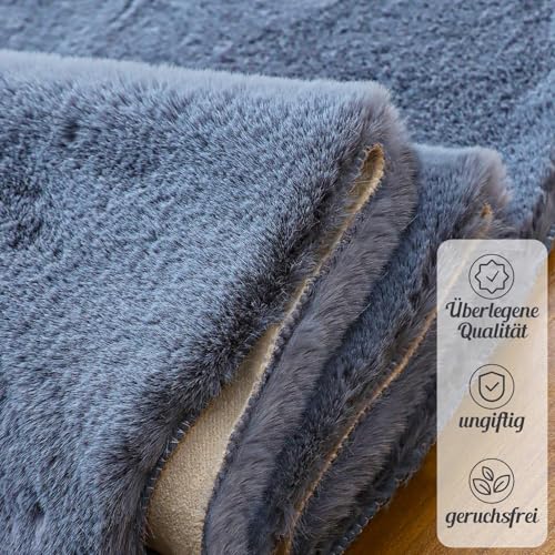 FeinKulturia Teppich Rund 60 cm, Waschbare Hochflor Kaninchenfellimitat Teppiche, Flauschig EIN Weicher Rutschfester Teppich für Wohnzimmer, Schlafzimmer und Kinderzimmer, Pet Bed Mat