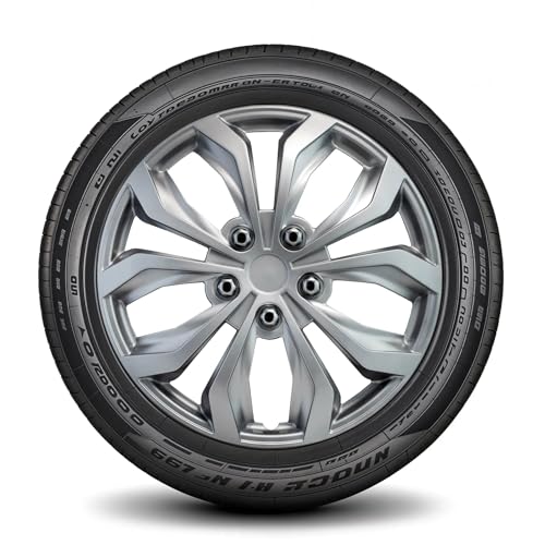Image of LYDS Spyder S Silver Universal 17 inch Premium ABS Hubcap Wheel Cover Replacement Set of 4 - FWC-17S-S