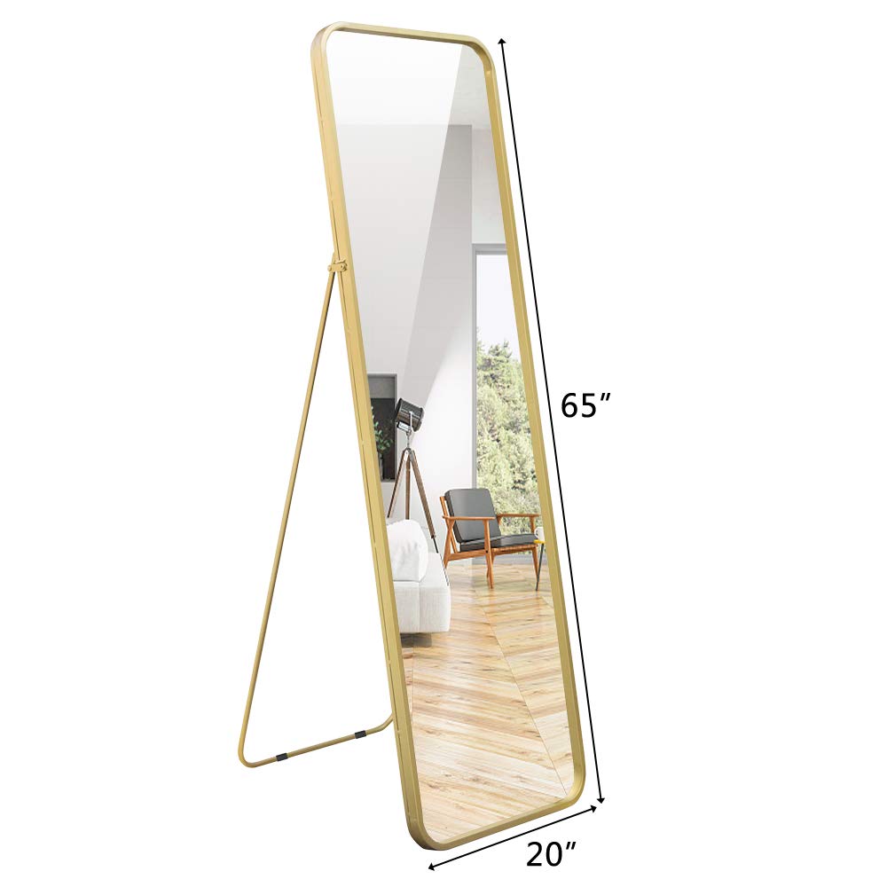 VINGLI Gold Floor Mirror, 65"×20" Gold Standing Mirror Full Length