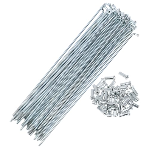 A ABSOPRO 36 Set 13G Bicycle Spokes 174mm Bike Wheel Spokes Galvanized Carbon Steel Silver Tone