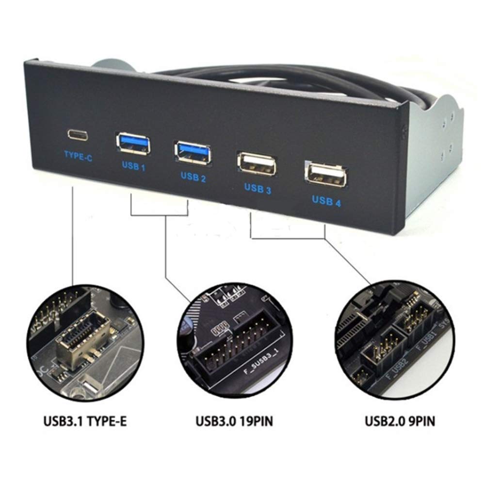 5.25 inch Usb3.1 Gen2 Front Panel Usb Hub 2 Ports Usb3.0+2 Ports Usb2.0+1 Port Type-C with Type-E Connector