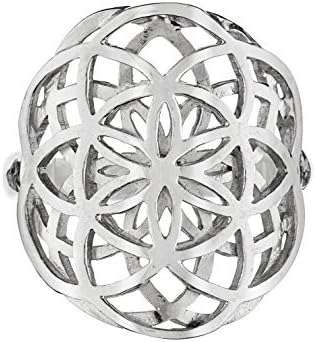 Dabble Seed of Life Ring Sterling Silver 925 Sacred Geometry Flower of Life Yoga Jewelry (8)