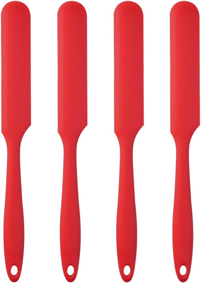 4pcs Silicone Spatula Set Heat Resistant Cake Cream Butter Spatulas Mixing Batter Scraper Non-Stick Flexible Baking Cooking Tool 4 Colors (multicolor)