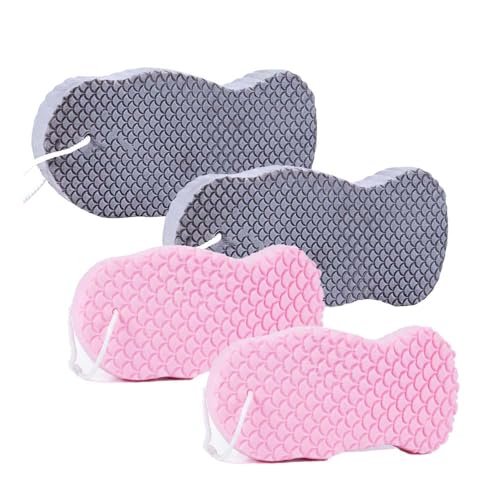 4-Pack Exfoliating Bath Sponges Super Soft Shower Body Scrubber for Gently Exfoliates to Reveal Smoother Skin Reusable Body Sponge Set for All Skin Types Colorful for Women Men (Set G)