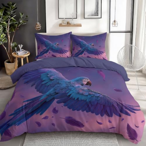 Juego de ropa de cama de 155 x 220 cm, 3 piezas, 1 funda nórdica y 2 fundas de almohada de 80 x 80 cm, estampado 3D, para niño y niña, color rosa