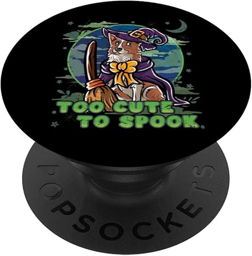 Miniatura 1 de Border Collie Happy Halloween Costume Witch PopSockets Standard PopGrip