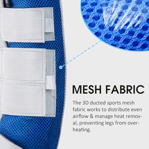Image of Harrison Howard Horse Fly Boots Leg Guards Fly Boots Protection Set of 4 Aquamarine Medium Cob