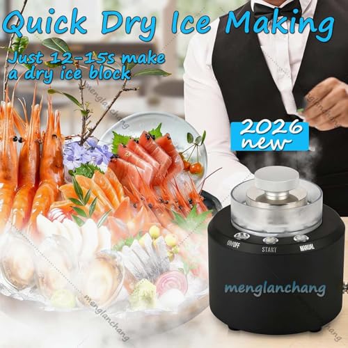 Máquina fabricadora de hielo seco 2-en-1 y enfriador rápido de vasos: fabrica bloques de hielo seco aptos para alimentos en 12-15 segundos, enfriador de vasos a -40 °F para bartenders, chefs de sushi y anfitriones caseros miniatura 3