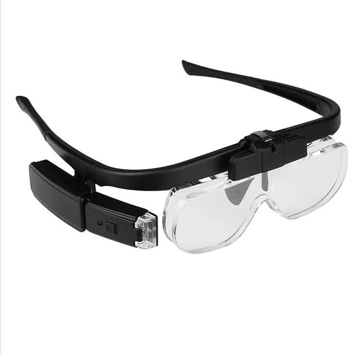 EUROXANTY Gafas con Lupa LED Recargable y Lupas Ajustables para Lectura y Pintura