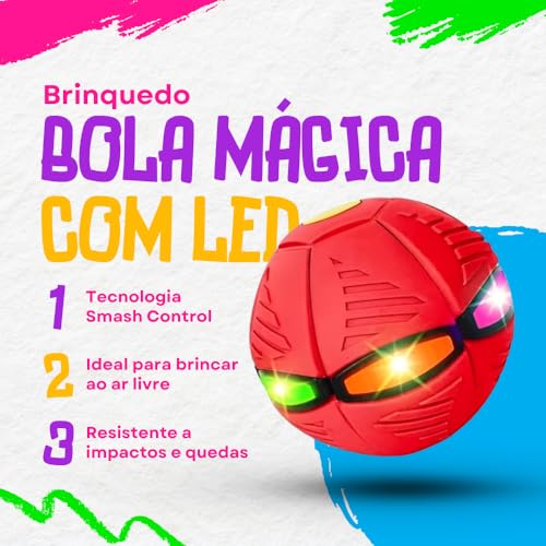 Bola Mágica Maluca Disco Voador Com Luz Colorida LED, Efeito deforma para Crianças e Festas (Rosa)