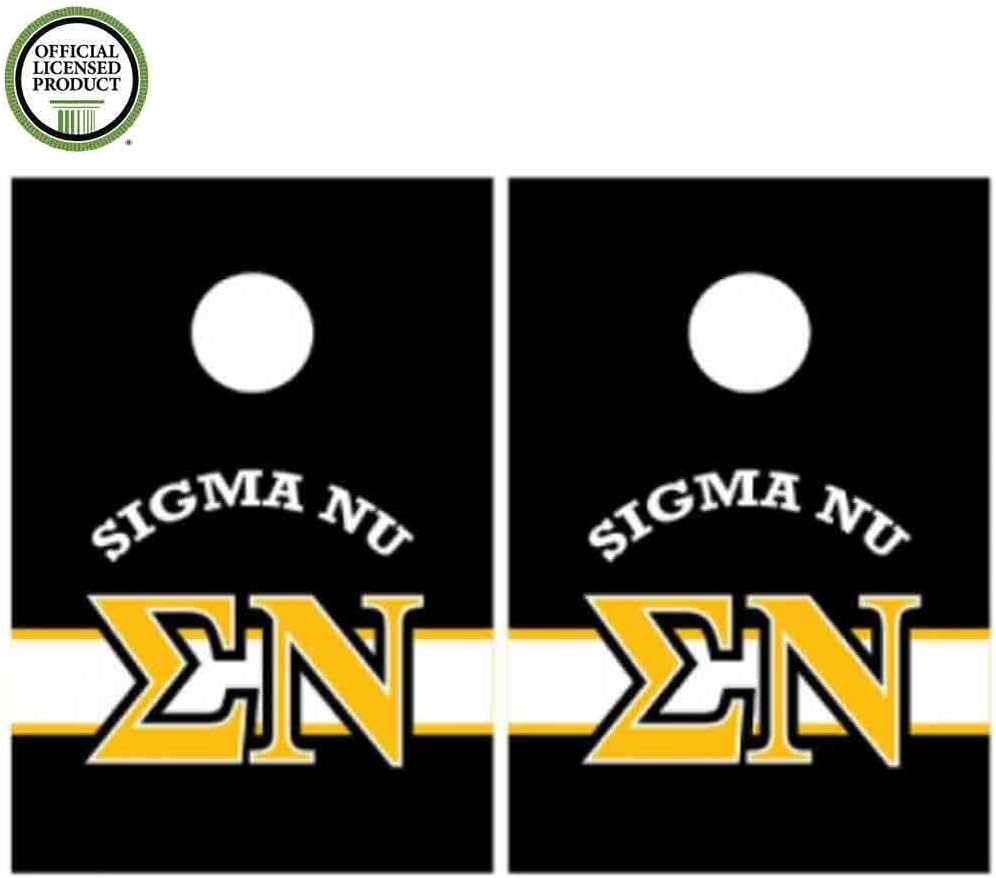 VictoryStore Cornhole Games - Sigma Nu Cornhole Bag Toss Game - Horizontal Stripe - 8 Bags Included
