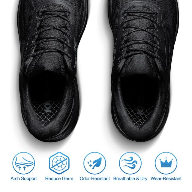 Image of Men's Non Slip Work Shoes Waterproof Easy Slip Sneakers for Kitchen Restaurant Chefs Nurses with Arch Fit Support Orthopedic