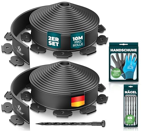 KESSER® Flexible Rasenkante aus Kunststoff Länge 20m Höhe 5cm, mit 130...