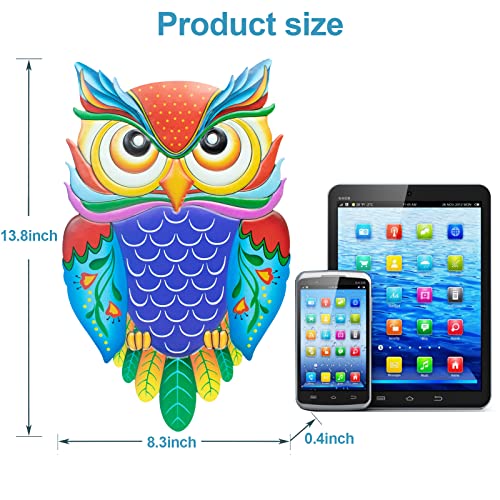 Keke Coo JSMTY Metal Owl Wall Decor - 13.8 Inch Outdoor Colorful Wall Sculpture thumb #1