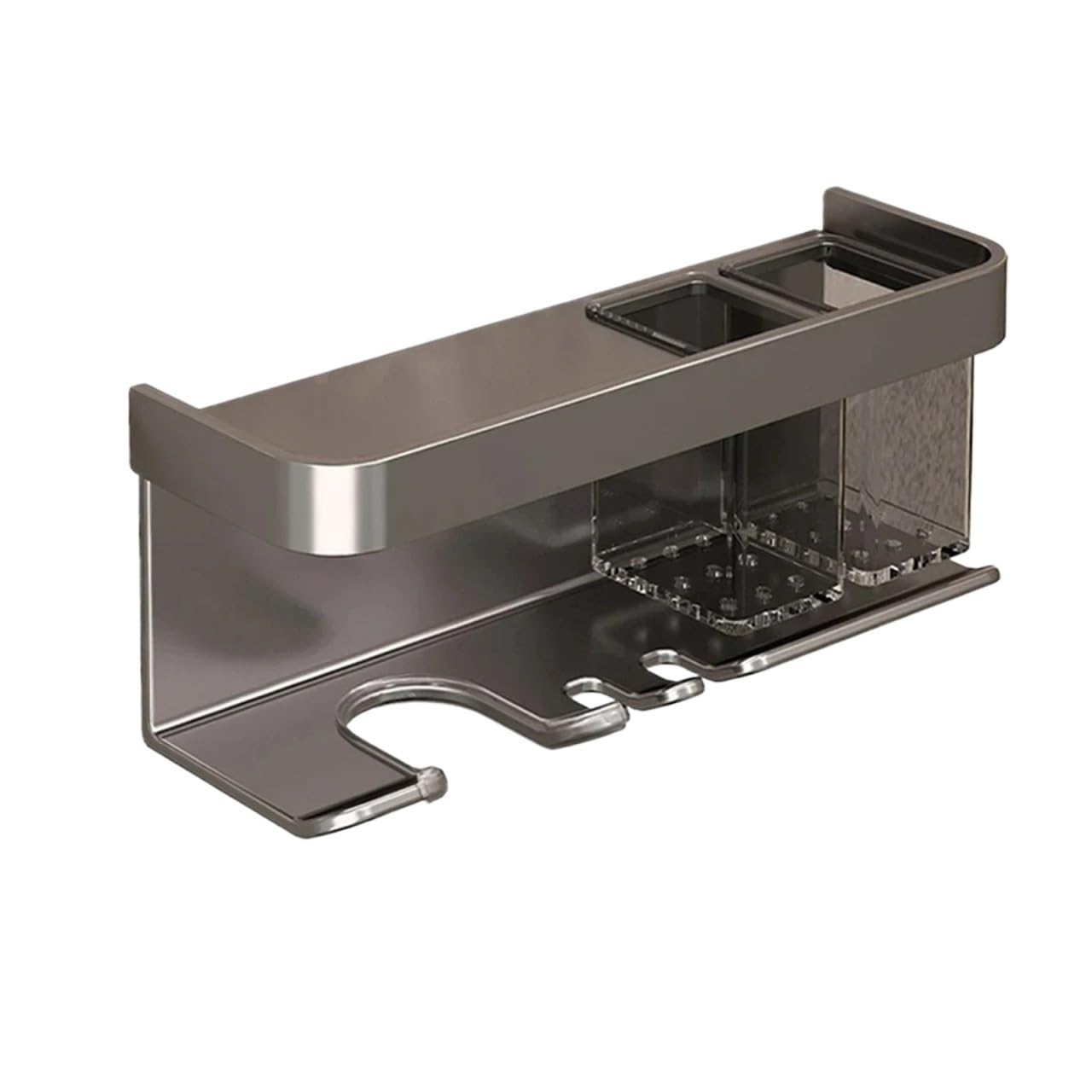 Haartrockner-Aufbewahrungsregal aus Aluminiumlegierung, ohne Bohren, zur Wandmontage, 2-in-1-Badezimmerregal Für Haartrockner