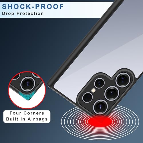 Image of CEDO Backcover for Samsung Galaxy S25 Ultra | Camera Protection Bump Shockproof Edge | Ultra Hybrid Transparent Acrylic Clear TPU+PC Hard Backcase Cover (Black)