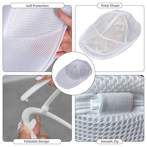 Cap Waschmaschinen Form für Baseballkappen, Zusammenklappbares Cap Washer, BaseballCap Schutzhalterung mit Waschrahmen für Waschmaschine & Geschirrspüler
