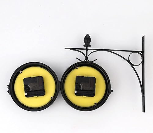 Miniatura 8 de Eforcase Reloj de pared retro de doble cara, estación de reloj de pared de doble cara, reloj colgante de esfera retro, reloj decorativo de cuarzo