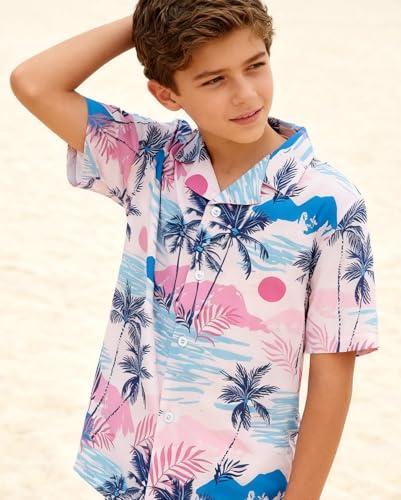 Image of Cromoncent Matching Hawaiian Outfits for Family, Dad and Son Matching Luau Beach Tropical Shirts Mommy Daughter Tropical Sets