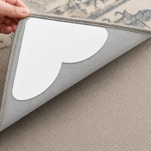 20 PCS Carpet-to-Carpet Rug Corner Grippers, Cloth-Backed Non Slip Pads for Area Rugs Over Carpet,...