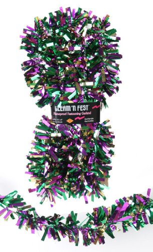 6-Ply Flame Resistant Metallic Festooning Garland - Gold, Green & Purple