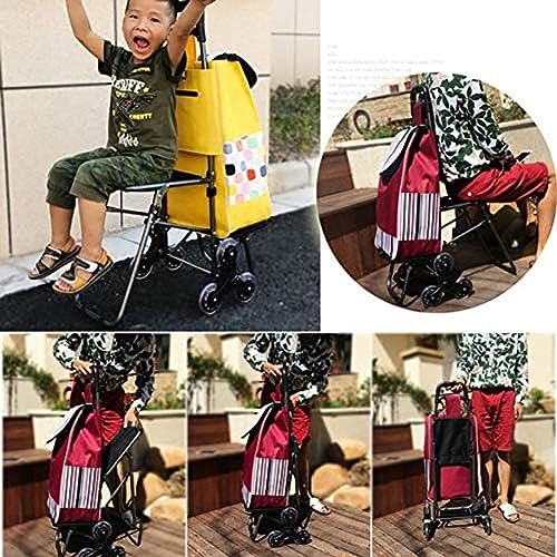 Faltbarer Einkaufswagen, tragbarer zusammenklappbarer Trolley mit Sitz, stabilem Eisenrahmen und PU-Rädern für Lebensmittel und tägliche Besorgungen