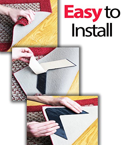 Nevercurl Best V Shape Design Rug Corner Gripper To Instantly Stops Rug Corner Curling - Safe For Wood Floors - For Indoor & Outdoor Rugs - Carpet Tape/Rug Tape - Not An Anti-Slip Pad - Rug Grip #TOP2