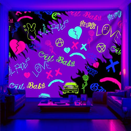 PSYHILAR Lil Peep Tapestry Blacklight