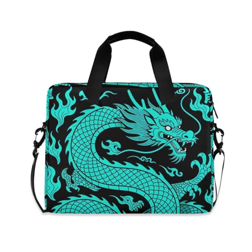 Maletín para laptop 15.6 pulg con correa y asa azul dragón miniatura 1