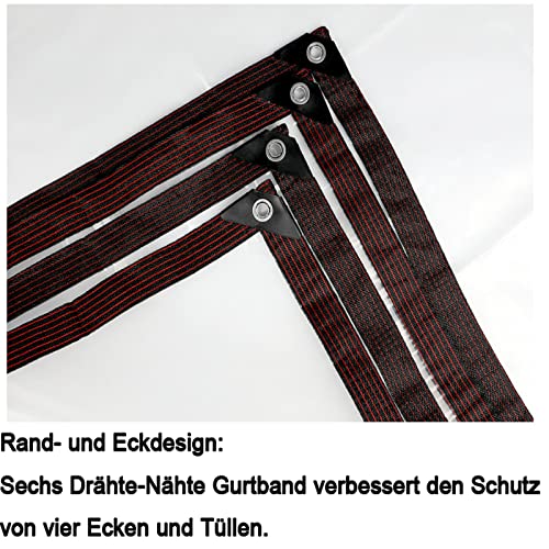 2x3m wasserdicht Transparent Plane mit ösen,abdeckplane baufolie,Regenschutz Windschutz Mehrzweck wasserdicht Plane,Tarp Für Balkon im Pflanzengewächshaus Garten,Einschließlich Planenspanner