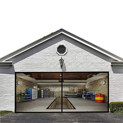 Magnetic Garage Screen Door for Double Garage Doors 16x7FT- Reinforced Fiberglass Door Screen,Stronger