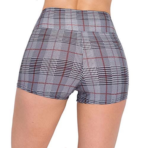Image of ALWAYS Women Workout Yoga Shorts - Premium Soft Solid Stretch Cheerleader Running Dance Volleyball Short Pants Checkered Plaid 2026 Red L