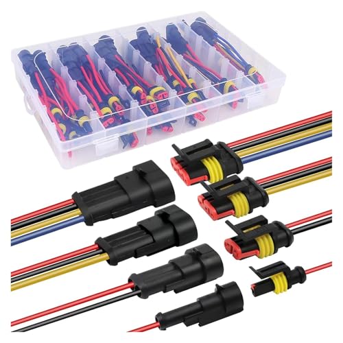 16AWG Wire Connector, 1/2/3/4 pin Connector, car Truck Motorcycle Marine car Connector kit (26 Sets)