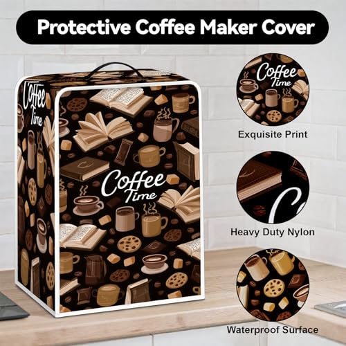 Image of Universal Coffee Maker Cover, Durable Polyester Lightweight Long-Lasting Dustproof Cotton Blend Appliance Protector for Kitchen Countertops (Deep Brown)