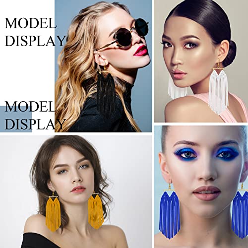 Sasylvia 9 Pairs Fringe Leather Earrings Western Boho Leather Earrings For Women Triangle Deerskin Leather Fringe Statement Dangle Earrings For Women Girls #TOP5