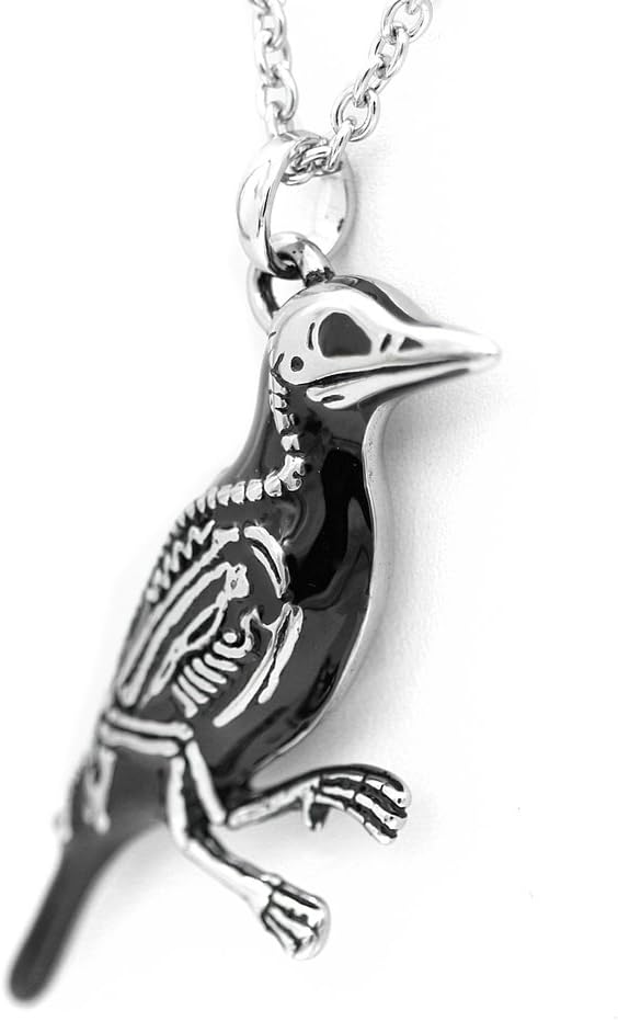 Controse Women's Silver-Toned Stainless Steel Rave N Bones Necklace with Pendant 28"