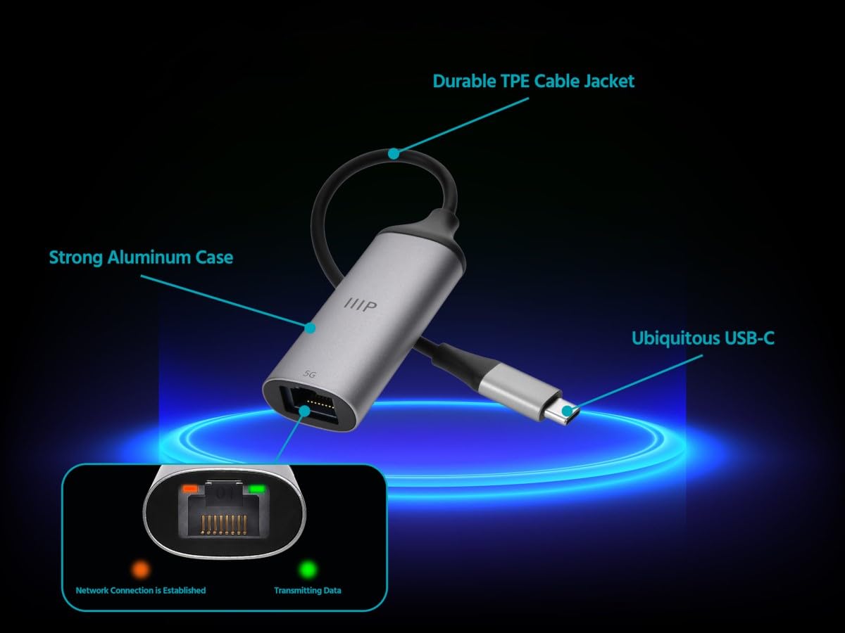 Monoprice Adattatore da USB-C a 5Gbps Ethernet