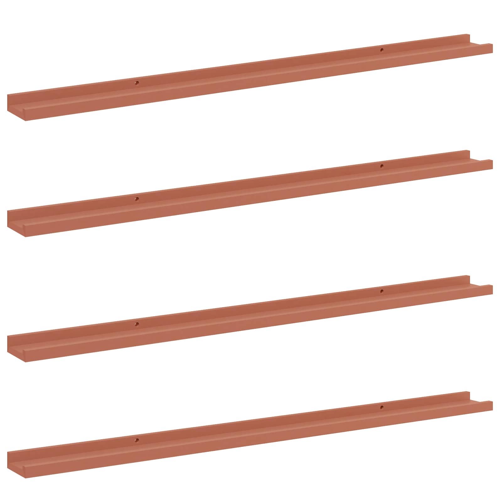 Set di 4 mensole da parete, 115 x 9 x 3 cm, in legno, moderne mensole da parete per quadri e decorazioni, scaffali sospesi sottili per soggiorno, camera da letto e ufficio