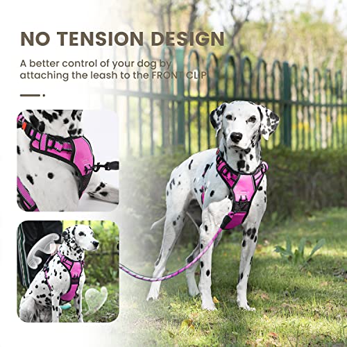 Furryfection No Pull Dog Harness, Reflective Vest Harness With Leash No Choke Soft Padded Dog Vest, Adjustable Front Lead Dog Harnesses With Dog Seat Belt For Small Medium Large Dogs, Rose, S #TOP1